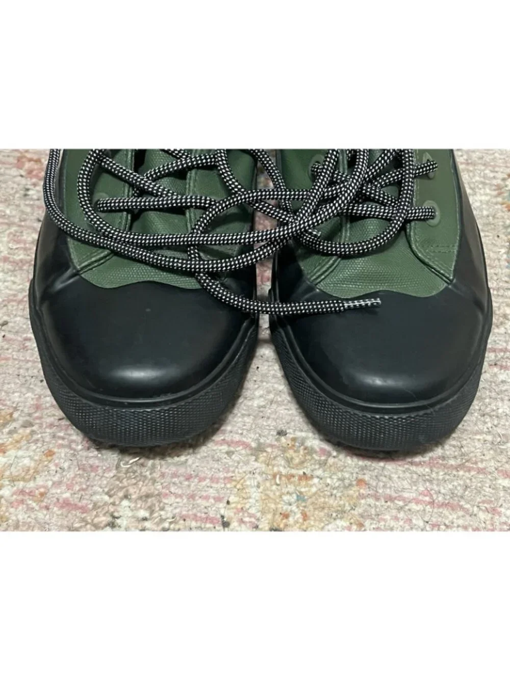 Hunter x Target Green Canvas/ Black Rubber Ankle Rain Boots Men 7.5 Women 9.5